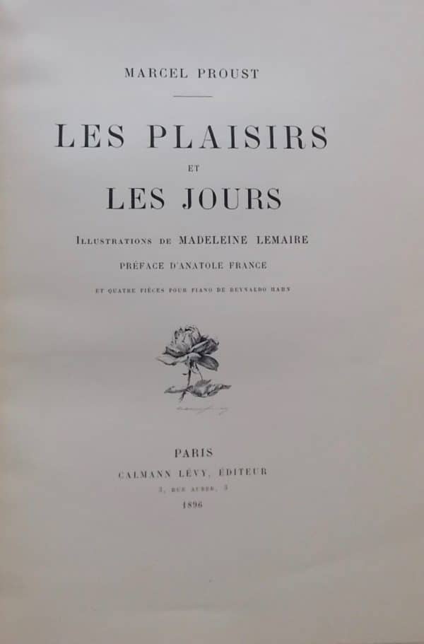 PROUST (Marcel) Les plaisirs et les jours. Paris, Calmann-Lévy, 1896. – Image 2