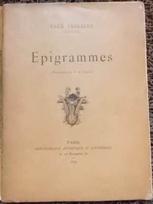 VERLAINE (Paul) Epigrammes. Paris, Bibliothèque artistique et littéraire, 1894.
