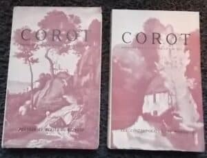 [COROT] Corot. Vol 1: Pensées et écrits du peintre. Vol. 2: Ses contemporains, sa postérité. Genève, P. Cailler (coll. Les Grands Artistes racontés par eux-mêmes et par leurs amis), 1946.