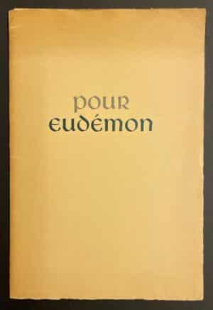 ZIMMERMANN (Jean-Paul) Pour Eudémon. La Chaux-de-Fonds, Editions des Herbes Folles, 1950.