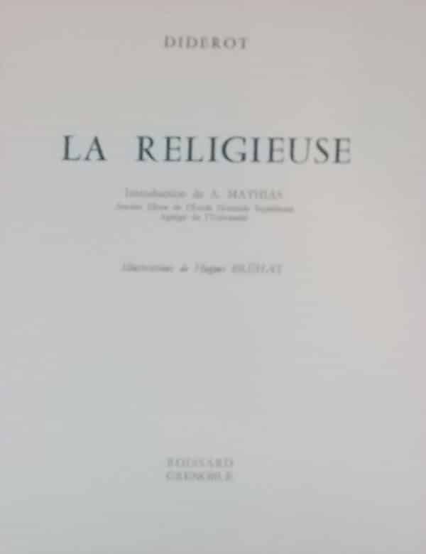 DIDEROT (Denis) La religieuse. Grenoble, Roissard, 1966. – Image 2