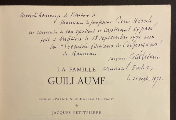 PETITPIERRE (Jacques) La famille Guillaume. Neuchâtel, Messeiller, sans date. – Image 2