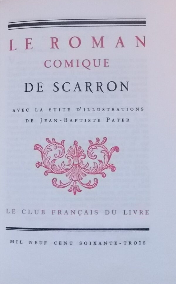 SCARRON Le roman comique. Paris, Club Français du Livre (coll. Classiques), 1963. – Image 2