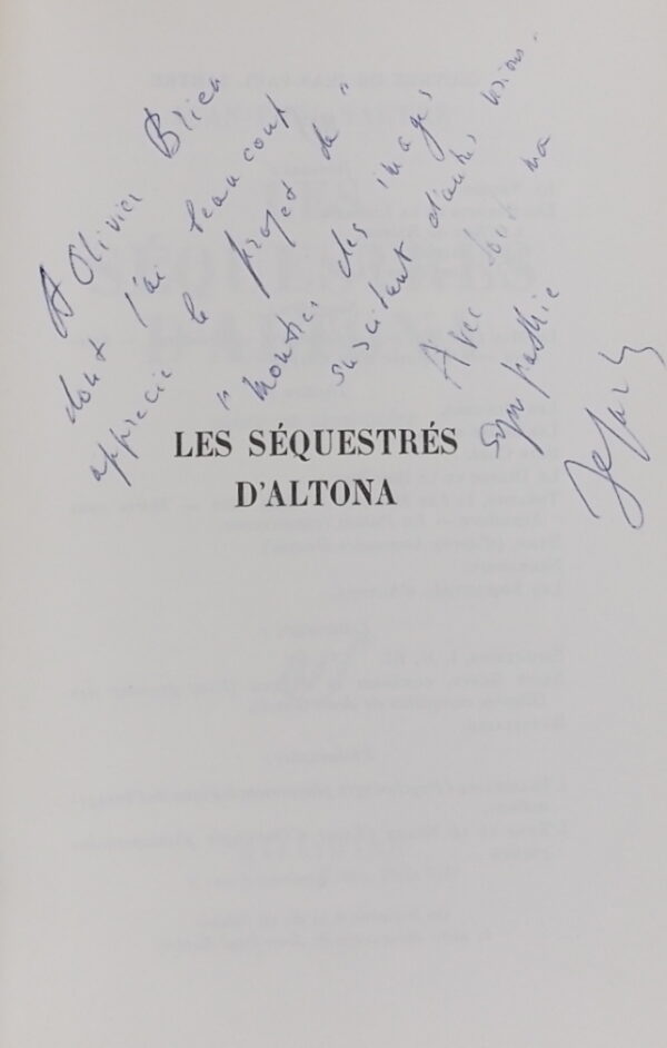 SARTRE (Jean-Paul) Les séquestrés d'Altona. Paris, Gallimard (coll. Blanche), 1960. – Image 2