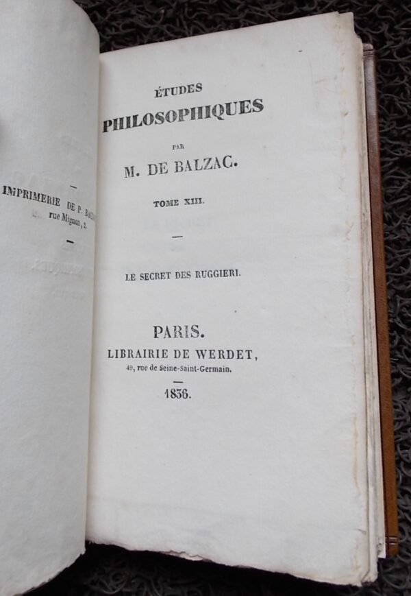 BALZAC (Honoré de) Le secret des Ruggieri. Etudes philosophiques tome XIII. Paris, Librairie de Werdet, 1836. – Image 2