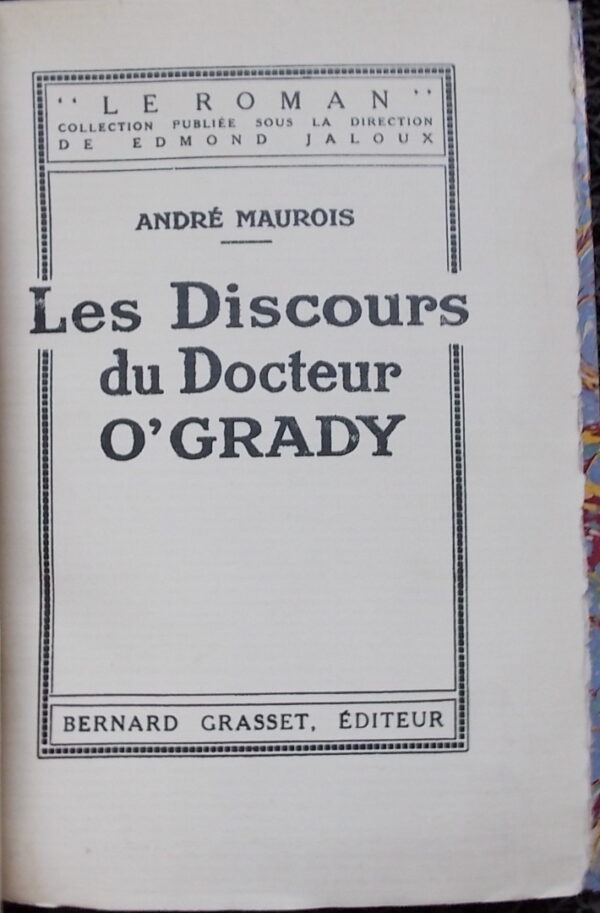 MAUROIS (André) Les discours du docteur O'Grady. Paris, Grasset, 1922. – Image 2