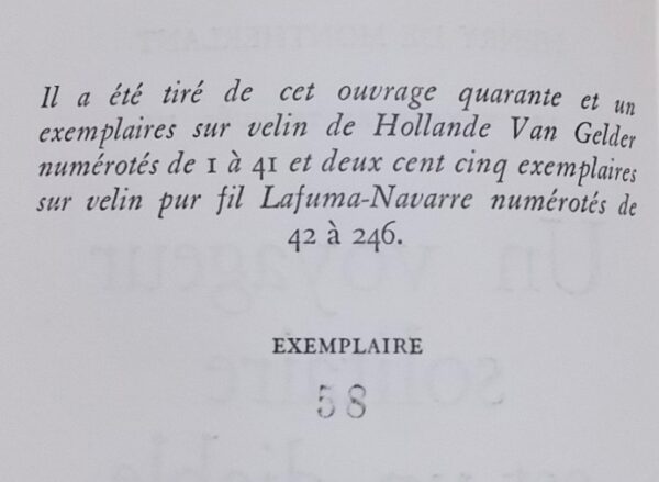 MONTHERLANT (Henry de) Un voyageur solitaire est un diable. (Les voyageurs traqués, III). Paris, Gallimard (coll. Blanche), 1961. – Image 2