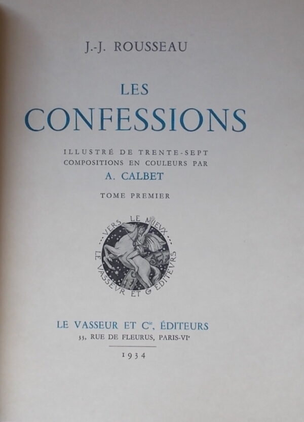 ROUSSEAU (Jean-Jacques) Les confessions. Paris, Le Vasseur & Cie, 1934. – Image 2