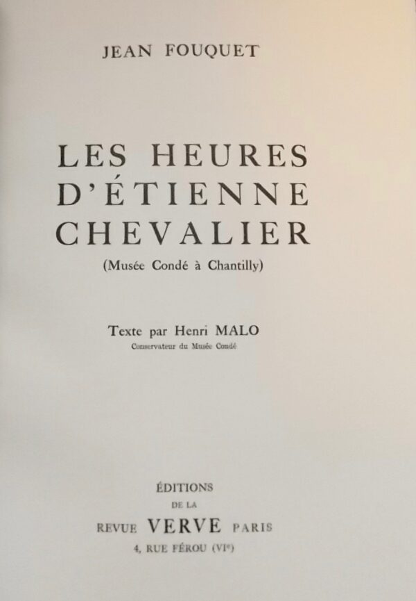 FOUQUET (Jean) Les Heures d'Etienne Chevalier (Musée Condé à Chantilly). Paris, Verve, 1946. – Image 4