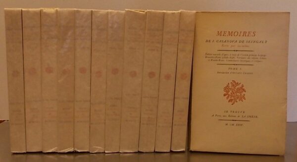 CASANOVA (Giovanni Girolamo) Mémoires de J. Casanova de Seingalt écrits par lui-même. Paris, Editions de la Sirène, 1924-1935.