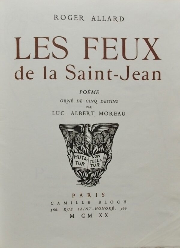ALLARD (Roger) Les feux de la Saint-Jean. Paris, Camille Bloch, 1920. – Image 4