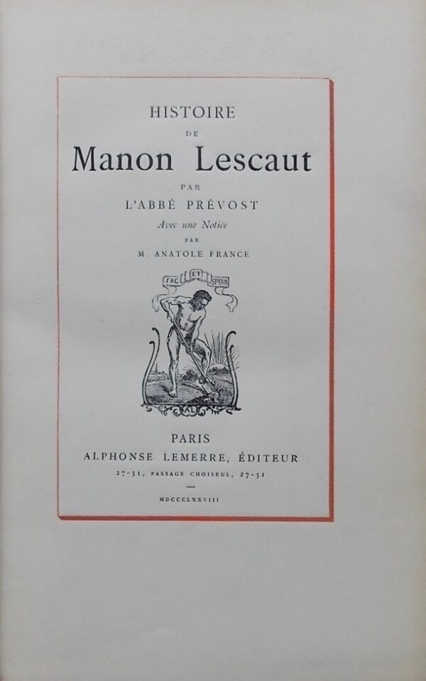 PREVOST (Antoine François, dit l'abbé) Histoire de Manon Lescaut Paris, Alphonse Lemerre, 1878. – Image 3