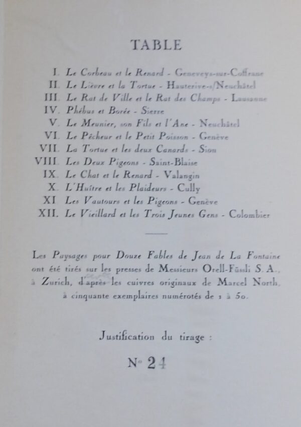 NORTH (Marcel) Paysages pour douze fables de Jean de La Fontaine. Neuchâtel, Aux Ides de Mars, 1941. – Image 4