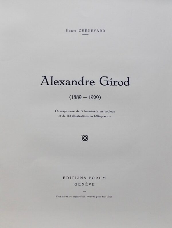 [GIROD] - CHENEVARD (Henri) Alexandre Girod (1889-1929). Genève, Editions Forum, 1929. – Image 2
