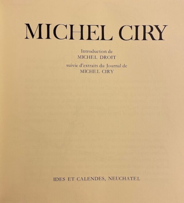 [CIRY] - DROIT (Michel) Michel Ciry. Neuchâtel, Ides et Calendes, 1977. – Image 2