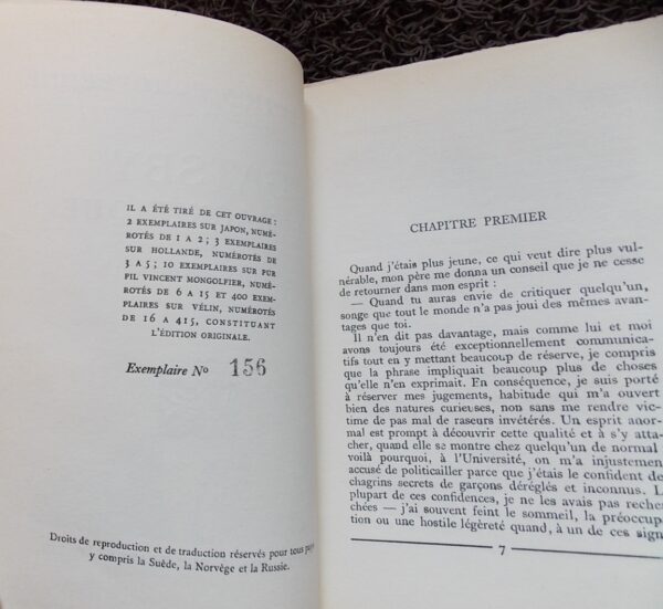 FITZGERALD (Francis Scott) Gatsby le magnifique. Paris, Simon Kra (coll. Européenne), 1926. – Image 3