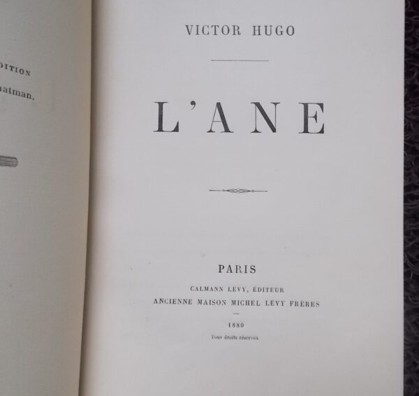 HUGO (Victor) L'Ane. Paris, Calmann-Lévy, 1880. – Image 2