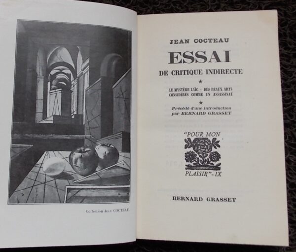COCTEAU (Jean) Essai de critique indirecte. Le mystère laïc - Des beaux-arts considérés comme un assassinat. Paris, Grasset (coll. Pour mon plaisir), 1932. – Image 2