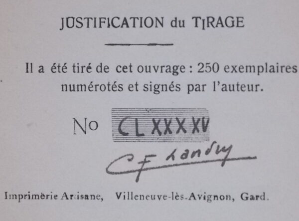 LANDRY (C.-F.) Imagerie. Poèmes. Villeneuve-lès-Avignon, Imprimerie Artisanale, 1929. – Image 3