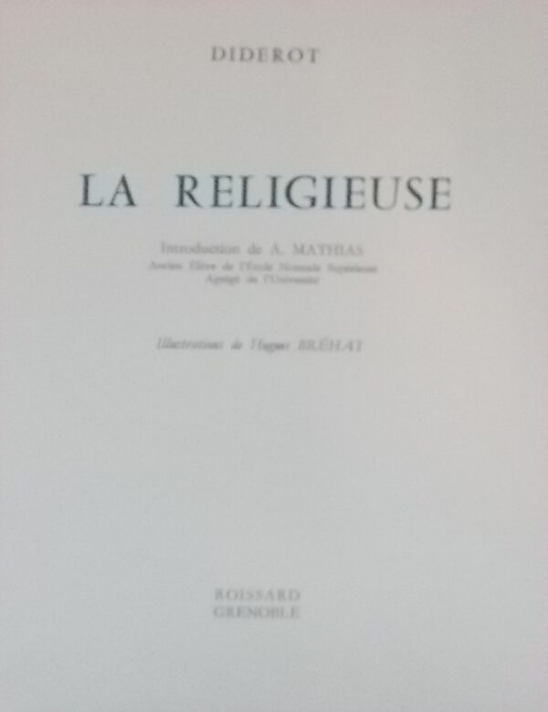 DIDEROT (Denis) La religieuse. Grenoble, Roissard, 1966. – Image 2