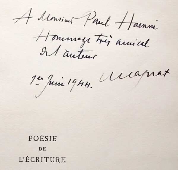 MAGNAT (G.-E.) Poésie de l'écriture. Genève, H. Sack, 1944. – Image 3