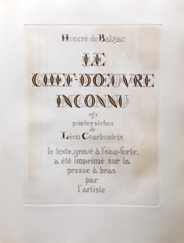 [COURBOULEIX] - BALZAC (Honoré de) Le Chef-d'Oeuvre inconnu. [Paris], chez l'artiste, [1953]. – Image 2