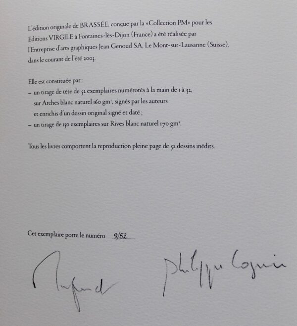 MAGNENAT (Pierre) & COGNEE (Philippe) Brassée. Notations et dessins. Fontaines-lès-Dijon, Editions Virgiles (collection PM), 2003. – Image 5