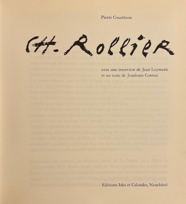 COURTHION (Pierre) Ch. Rollier. Neuchâtel, Ides et Calendes, [1969]. – Image 2