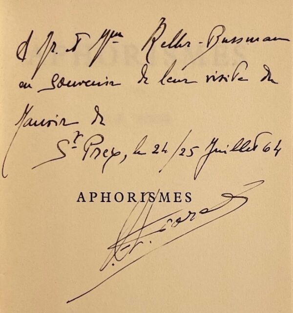 FOREL (Oscar Louis) Aphorismes. Paris, Editions Albert Mermoud, 1957. – Image 2