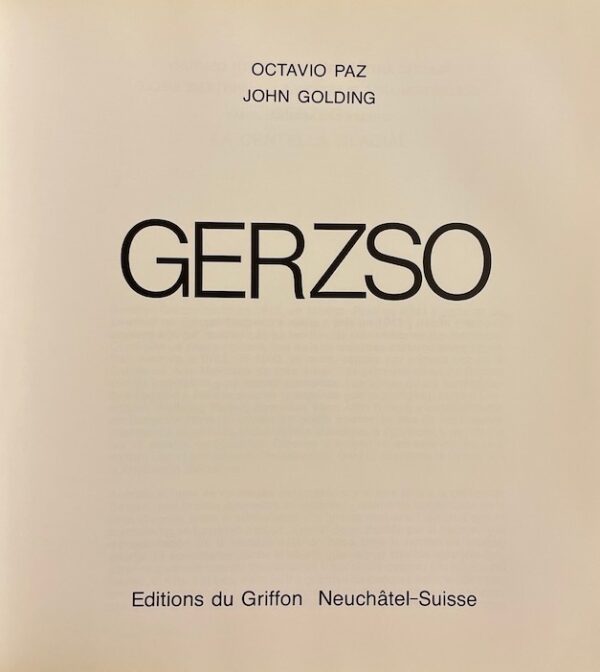 [GERZSO] - PAZ (Octavio) & GOLDING (John) Gunther Gerzso. Neuchâtel, Editions du Griffon (coll. Arts plastiques du XXe siècle), 1983. – Image 3