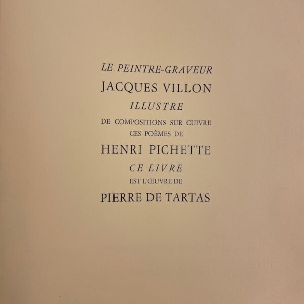 [VILLON (Jacques)] - PICHETTE (Henri) Dents de lait, dents de loup. Paris, Pierre de Tartas. 1959. – Image 2
