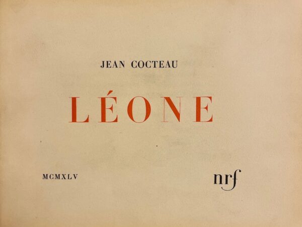 COCTEAU (Jean) Léone. Paris, Gallimard, 1945. – Image 2