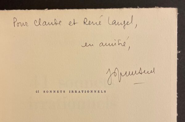 BENS (Jacques) 41 sonnets irrationnels. Paris, Gallimard (coll. Blanche), 1965. – Image 2