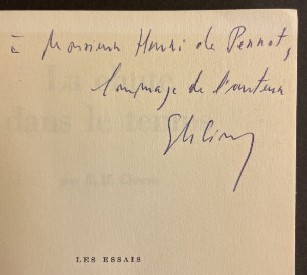 CIORAN (E. M.) La chute dans le temps. Paris, Gallimard (coll. Les Essais), 1964. – Image 2