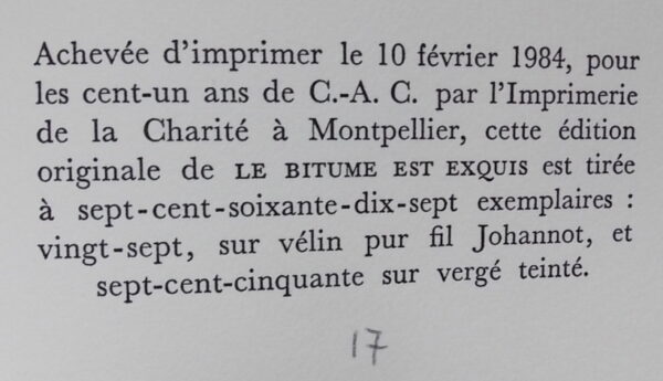 [CINGRIA] - REDA (Jacques) Le bitume est exquis. Sans lieu, Fata Morgana, 1984. – Image 3