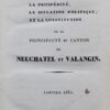 [DUBOIS-REYMOND (Félix-Henri)] Considérations sur la prospérité, la situation politique et la Constitution de la Principauté et canton de Neuchâtel et Valangin. Yverdon, Louis Fivaz, 1831.