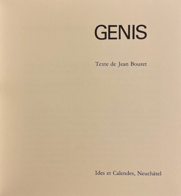 [GENIS (René)] - BOURET (Jean) Genis. Neuchâtel, Ides et Calendes, 1976. – Image 3
