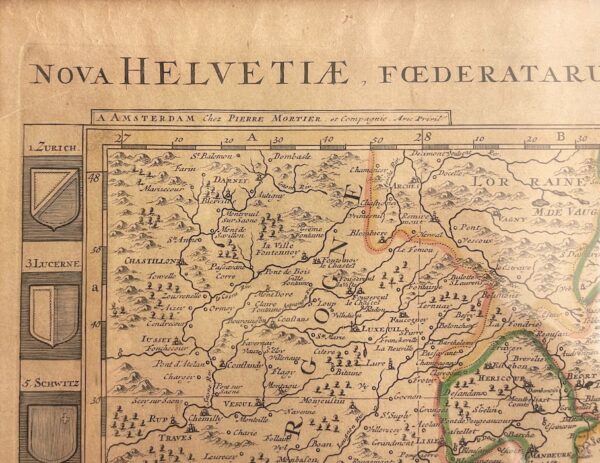 [Carte de géographie] - JAILLOT (Hubert) La Suisse divisee en ses Treze Cantons, Ses Alliez & Ses Sujets, Presente a Monseigneur le Duc de Bourgogne Par son tres Humble, et tres Obeissant Serviteur H. Iaillot. A Amsterdam, chez Pierre Mortier et Compagnie, [vers 1700] – Image 3