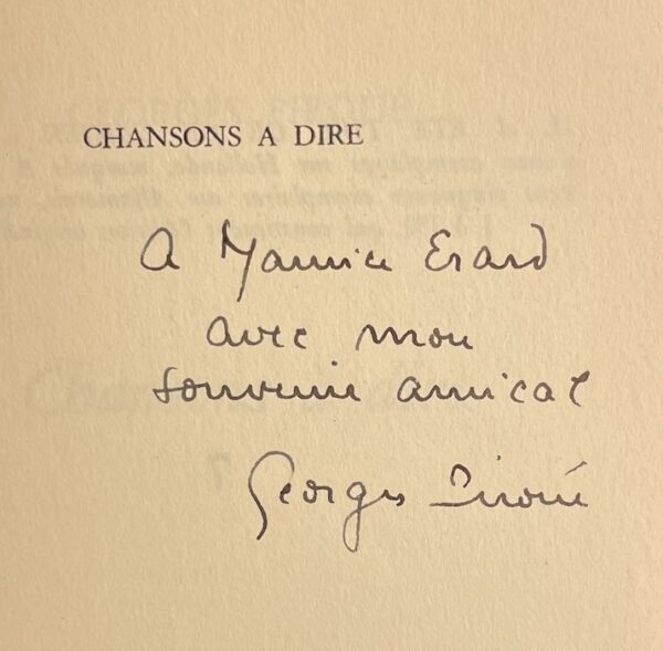 PIROUE (Georges) Chansons à dire. Paris, Seghers (coll. PS - Poésie 56), 1956. – Image 2