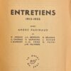 BRETON (André) Entretiens (1913-1952). Paris, Gallimard (coll. Le Point du Jour), 1952. – Image 2