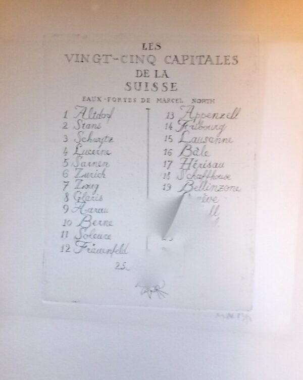 NORTH (Marcel) Les vingt-cinq capitales de la Suisse. Eaux-fortes de Marcel North. Neuchâtel, Ides et Calendes, 1949. – Image 2