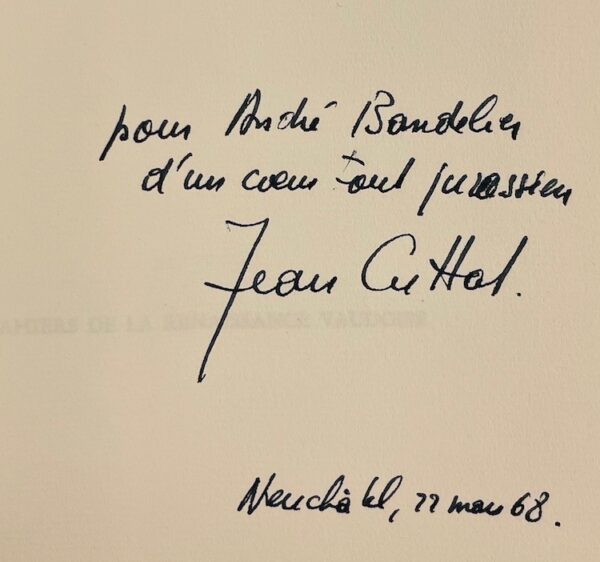 CUTTAT (Jean) Les couplets de l'oiseleur. Lausanne, CRV, 1967. – Image 2