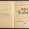 CENDRARS (Blaise) Eloge de la vie dangereuse. Paris, Les Ecrivains Réunis, 1926. – Image 2