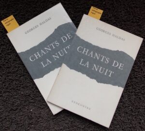 HALDAS (Georges) Chants de la nuit. Poésie Lausanne, Rencontre, 1952.