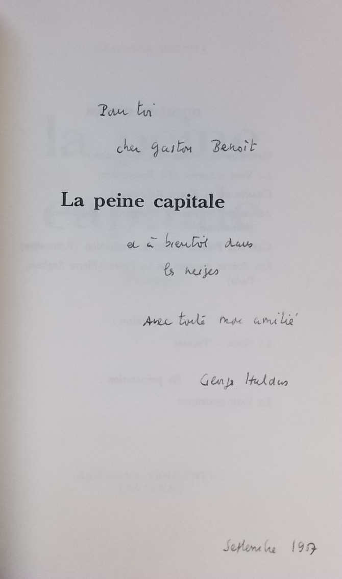 HALDAS (Georges) La peine capitale. Poème Lausanne, Rencontre, sans date. – Image 2