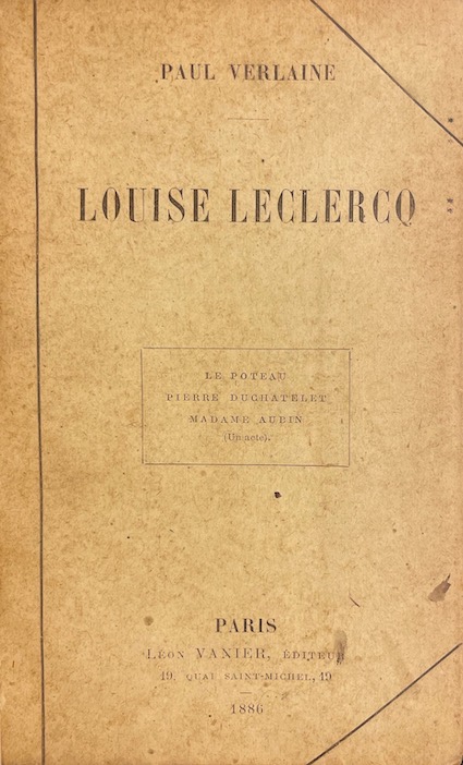 VERLAINE (Paul) Louise Leclercq. Paris, Léon Vanier, 1886. – Image 2