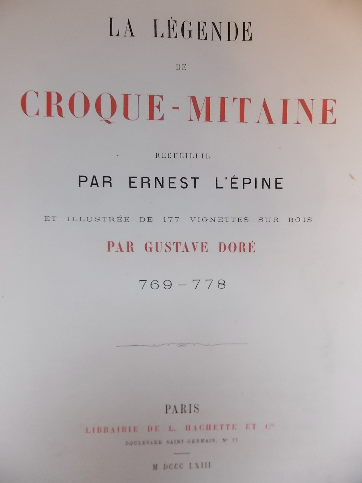 L'EPINE (Ernest) La légende de Croque-Mitaine. Paris, Hachette & Cie, 1863. – Image 2