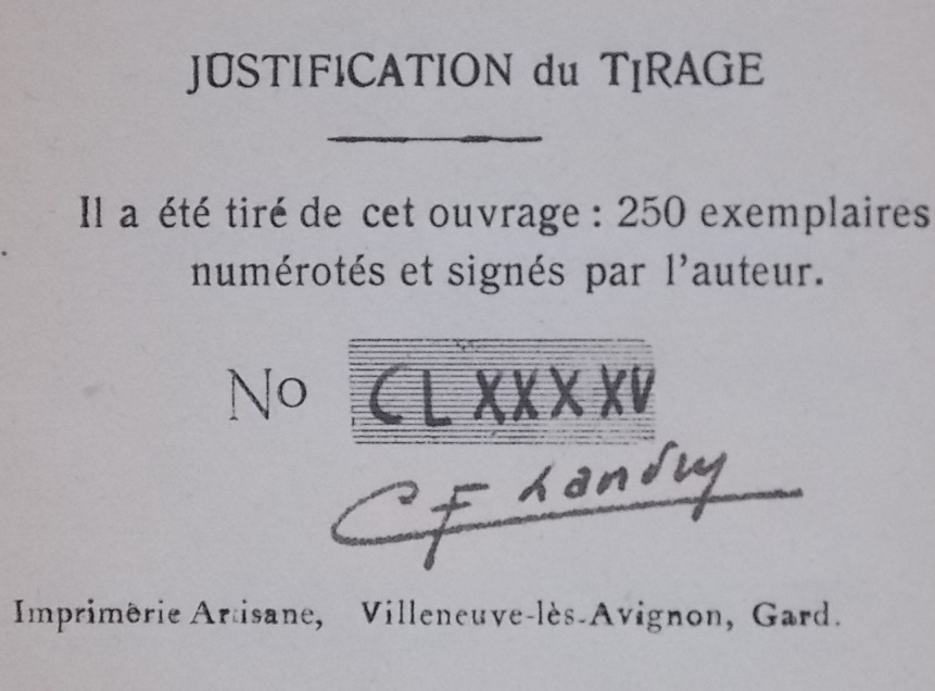 LANDRY (C.-F.) Imagerie. Poèmes. Villeneuve-lès-Avignon, Imprimerie Artisanale, 1929. – Image 3