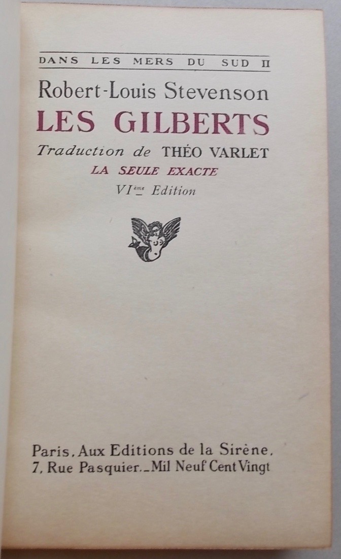 STEVENSON (Robert-Louis) Les Gilberts. Paris, La Sirène, 1920. – Image 2
