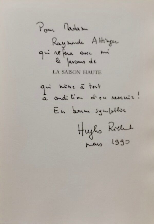RICHARD (Hughes) La saison haute. Poème. Bienne, Editions Intervalles, 1990. – Image 2